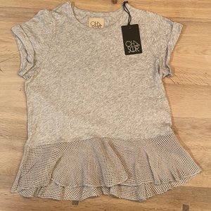 Chaser Tee with Mesh Ruffle
